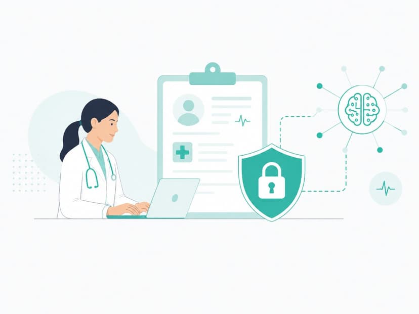 A clinician using AI safely while patient records stay protected by KonaSense.
